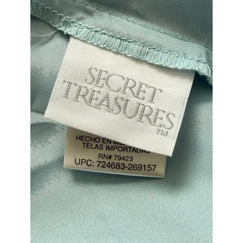 Y2K Secret Treasures Women’s Satin Slip Dress Nightgown Blue L Spaghetti Straps - Picture 11 of 13